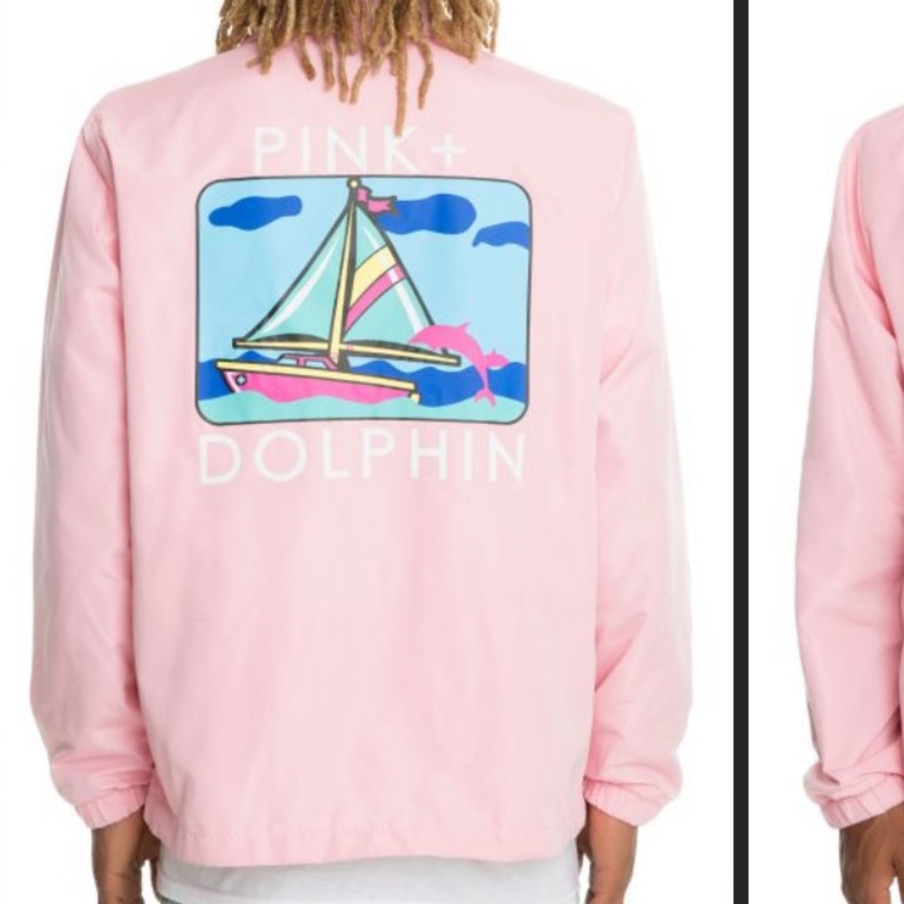 Men’s Rare Pink Dolphin Portrait One Coaches Jacket Pink Windbreaker Size